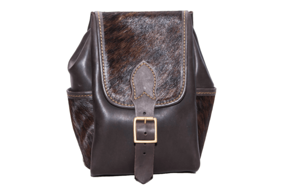 Genuine Leather Brown Hide Vintage Buckle Backpack