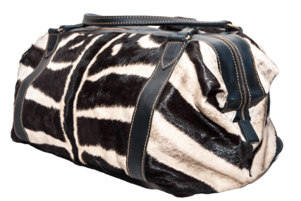 Genuine Leather Zebra Vintage Travel Zip Duffel Bag - Image 4