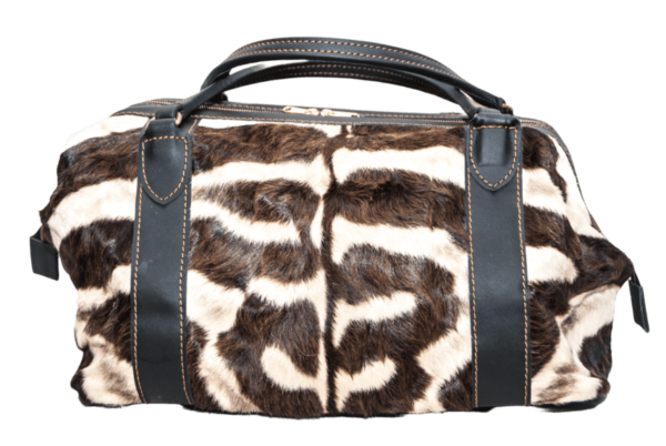 Genuine Leather Zebra Vintage Travel Zip Duffel Bag - Image 3