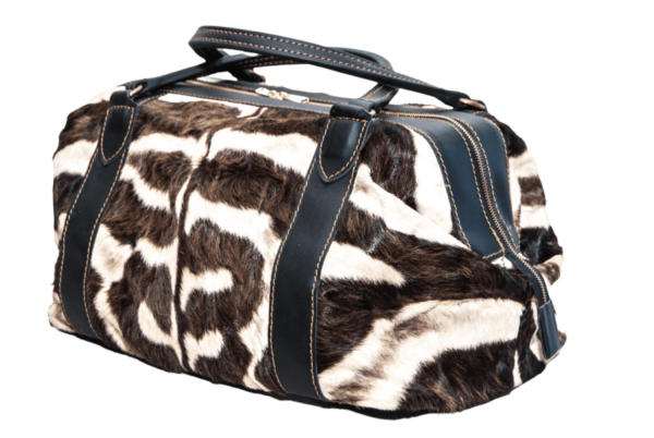 Genuine Leather Zebra Vintage Travel Zip Duffel Bag - Image 2